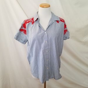 Scotch & Soda Striped Shirt Red Embroidered Size P